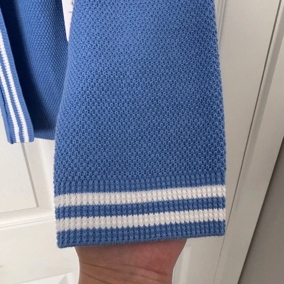 Women’s ALO Yoga Tennis Club Knit Cardigan in “Crystal Clear Blue/ White” Sz L 💙 - Picture 6 of 9